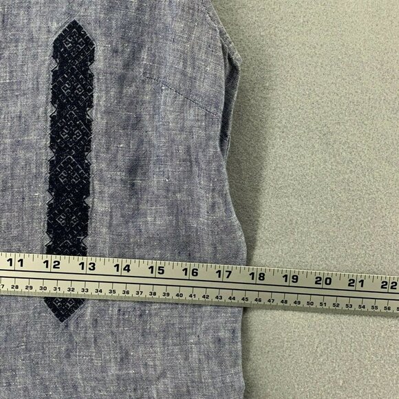 Artisan 100% Linen Embroidered Shift Dress Womens 4 Boho Hippie Beach Wedding - Picture 9 of 12